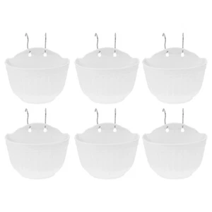 6 Sets Plastic Green Flower Pot Mounted Planter Decorative Pots - Picture 1 of 12