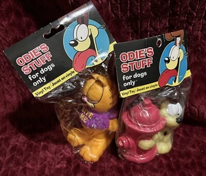 Garfield Odie's Stuff 2 juguetes de vinilo para masticar perros Jim Davis boca de incendios de colección nuevo - Imagen 1 de 9