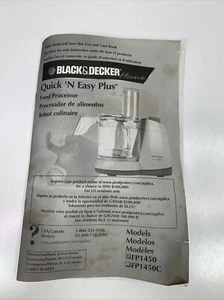 Black & Decker Quick n Easy Küchenmaschine Modell 1450 Bedienungsanleitung Austausch - Bild 1 von 5