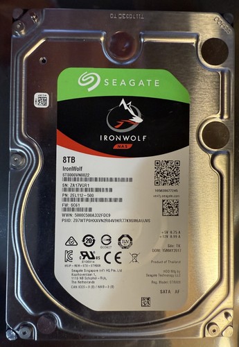 HDD Seagate Ironwolf 8TB 3.5" SATA III Per NAS – Nuovo Sigillato ST8000VN0022