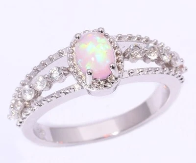 NEU Eleganter 925 Silber-Opal-Ring, weißer Feueropal+Zirkonia, Gr. 6/16 - Bild 1 von 4