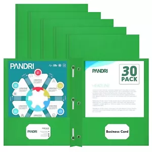 30PCS Two Pocket Folders 3 Prong Letter Size Green for Office Classroom - Picture 1 of 7