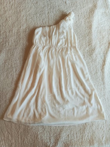 OFF WHITE Abito vita elastico Merona donna XS Off bianco con una spalla fiore estate primavera