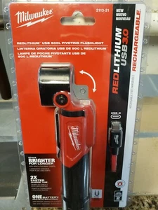Milwaukee 2113-21 500-Lumen Redlithium USB Rechargeable Pivoting Flashlight NEW - Picture 1 of 8