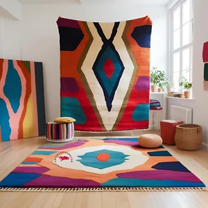 Abstract Art Area Rug – Modern Brushstroke Design, Bold Colors, Home decor Rug - Picture 1 of 3
