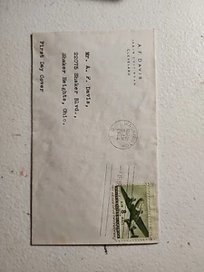 US Airmail First Day Issue 1944 - Green 8c Stamp - Washington, DC - #F59 - Picture 1 of 4