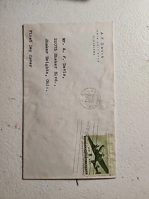 US Airmail First Day Issue 1944 - Green 8c Stamp - Washington, DC - #F59 - Image 1 of 4