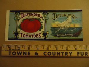 Etiqueta lata Defender marca Tomatoes Trappe MD - Imagen 1 de 1