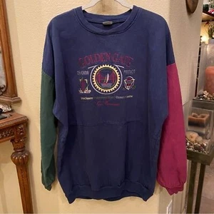 Vintage CRAZY SHIRTS Color-Block 1994 Embroidered Golden Gate Sweatshirt Size XL - Picture 1 of 7