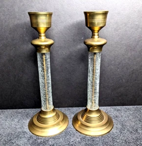 Paar 12" Vintage Messing und Crackle Glas - Hosley International - Bild 1 von 7