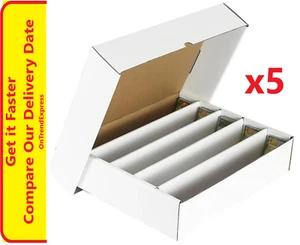 5 x Cardboard 5000ct Trading Card Storage Box with Lid 5 Holds Upto 25,000 Cards - Picture 1 of 5