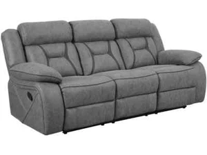 STONE GREY FAUX SUEDE RECLINING SOFA COUCH LIVING ROOM FURNITURE  - Picture 1 of 10