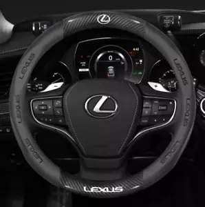 15" PU Leather+Carbon fiber Steering Wheel Cover For 1990-2025 Lexus All models - Picture 1 of 12