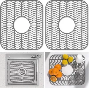 TOOVEM 2PCS Non-Slip Heat Resistant Silicone Sink Mats Protectors 14''x12'' - Picture 1 of 7