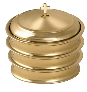 Lot de 3 articles d'église de communion au vin sacré | acier inoxydable - finition dorée brillante - Photo 1 sur 6