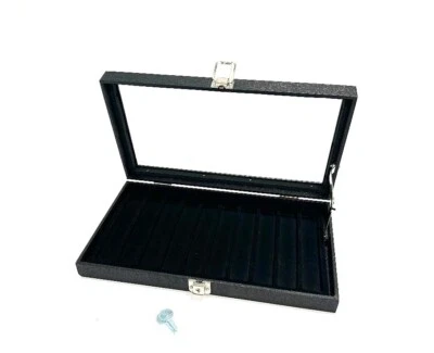 Cuchillo de Bolsillo Llave Bloqueo Vidrio Negro Superior 10 Ranuras Vitrina con Soporte de Tapa Foto 1 de 3
