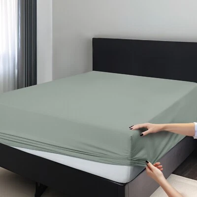 1800 Deep Pocket Fitted Sheet Queen King Fully Elastic Fitted Sheets Bed Sheets - Image 1 of 4