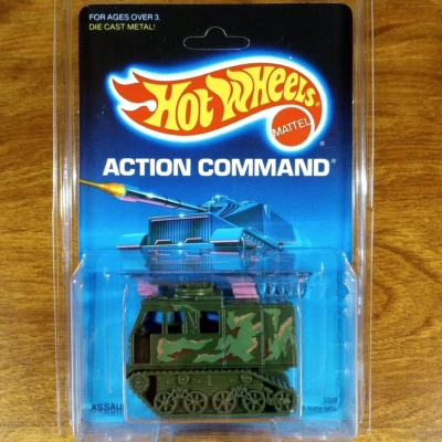 Vintage Hot Wheels Action Command Assault Crawler Olive Malaysia 1988 Army Track - Image 1 of 3