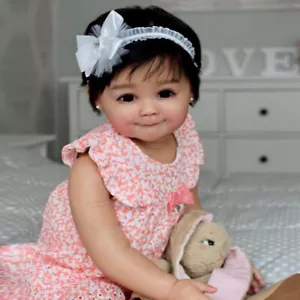 Bambola neonato 28" rifinita bambina bambina capelli corti radicati panno corpo bambino regalo - Foto 1 di 6