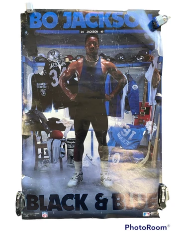 Vintage BO JACKSON BLACK & BLUE Original 1989 Poster 24" x 33  Rare Cover