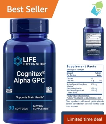 Alpha GPC Suplemento de Apoyo Cognitivo con Extracto de Arándano - 30 Cápsulas Blandas Foto 1 de 4