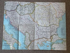 1962 National Geographic Magazine,Folded Paper Map, The Balkans - Picture 1 of 2