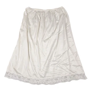Vintage Kaydette Half Slip Womens 1X White Lace Trim Nylon Fairycore Coquette - Picture 1 of 7