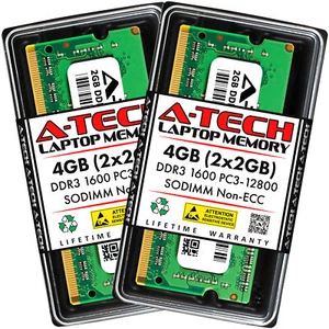 4GB 2 x 2GB DDR 3 Laptop Modules 12800 1600 Notebook 204p 204-pin Memory Ram Lot - Picture 1 of 7