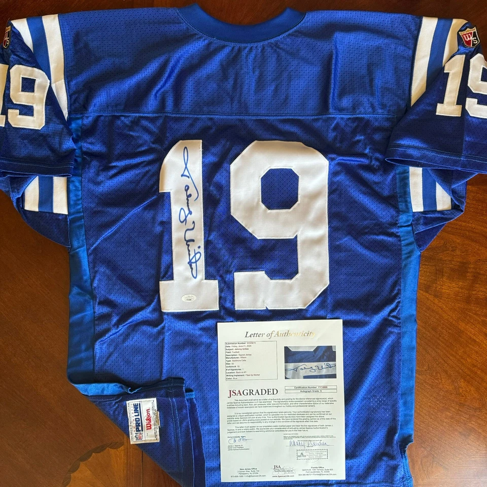 Camiseta deportiva firmada por Johnny Unitas autografiada Wilson Proline JSA LOA Colts Foto 1 de 4