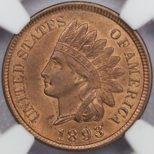 1893 1c Indian Head Cent - NGC MS 64+ RB - Picture 1 of 4