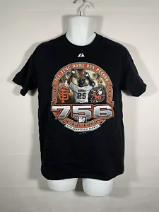 VTG Majestic 2007 Barry Bonds MLB All-Time Home Run Record 756 T-Shirt Size M - Picture 1 of 6