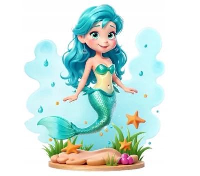 Essbar Meerjungfrau Meer Tortenaufleger Torte  Geburtstag Zuckermasse + TEXT - Bild 1 von 4