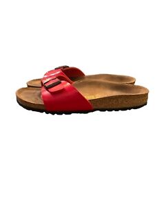 Birkenstock Madrid Women's 36 Cherry Red Leather Footbed Sandals Slides 1 Strap