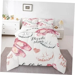Girls Ballet Comforter Set Kids Ballet Shoes Bedding Set for Full Multi 113 - Picture 1 of 8