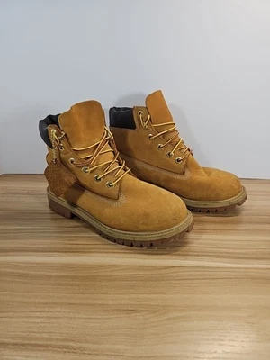Timberland 12909 Wheat Nubuck Waterproof 6" Boots Boys Size 4.5 Yellow Timbs - Image 1 of 4