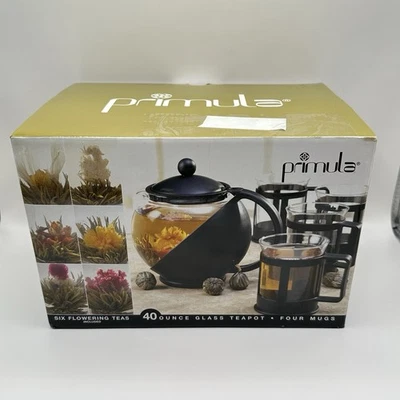 Tetera de vidrio Primula 4 tazas soporte negro asas infusor *No incluye té NUEVO Foto 1 de 4