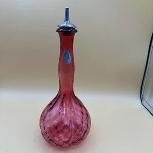 FENTON Art Glass Cranberry Thumbprint Coinspot Barber Bitters Bottle - Picture 1 of 13
