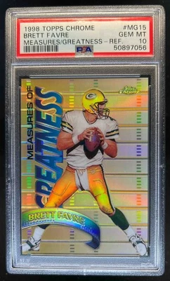 1998 Topps Chrome Brett Favre Measures of Greatness Refractor #MG15 PSA 10 - Image 1 of 2