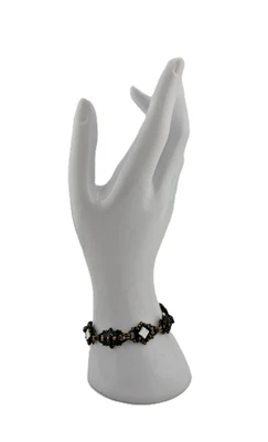 Vintage Sorrelli Antiqued Brass Bracelet with Mother of Pearl & Crystals - Image 1 of 4