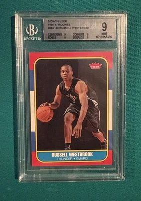 2008 - 09 Fleer 86' 风格新秀 Russell Westbrook RC BGS 9 完好雷霆  — 第 1/2 张图片