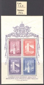 F_V_8 - FOGLIETTI VATICANO.1958 "ESPOSIZIONE UNIVERSALE DI BRUXELLES". MNH - Imagen 1 de 1