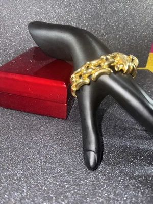 Pulsera KJL Vintage Doble Cierre Estrás y Perla Imitada Tono Dorado Foto 1 de 4