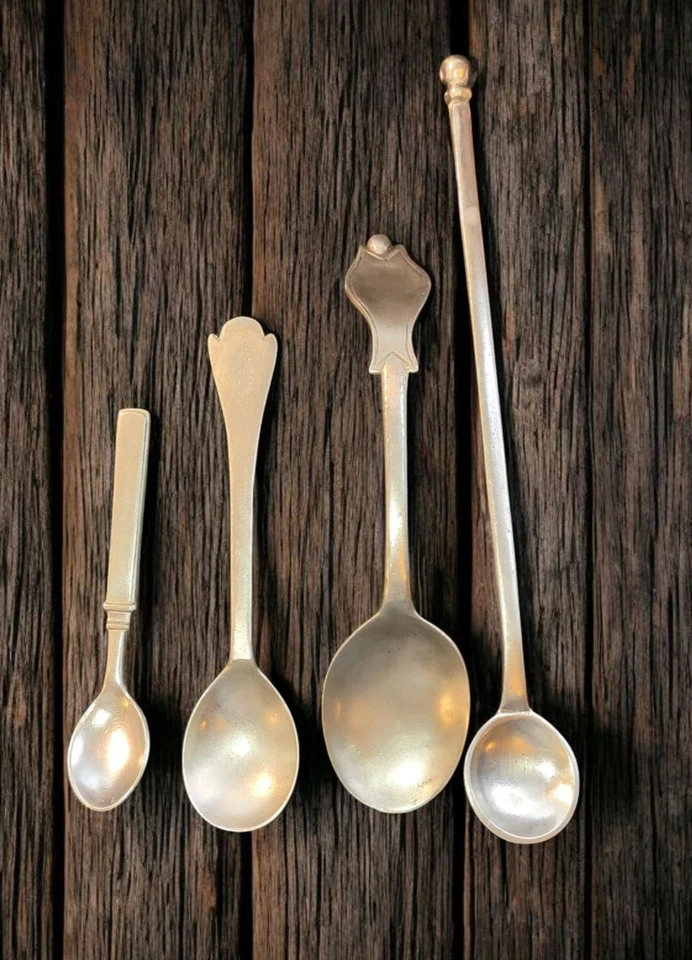 Giorgio Tabellini La Bottega del Peltro 95 cuchara de peltre + 3 peltre italiano siglo XIX Foto 1 de 4