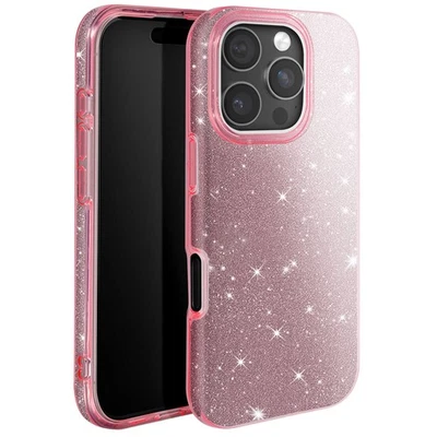 Avizar Coque à Paillettes pour iPhone 16 Pro Antichoc Scintillant Rose - Photo 1/4