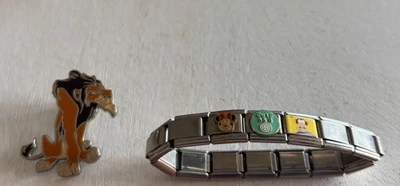 Disney Collectible Lot—Lion Enamel Pin + Italian-Style Charm Bracelet - Image 1 of 4