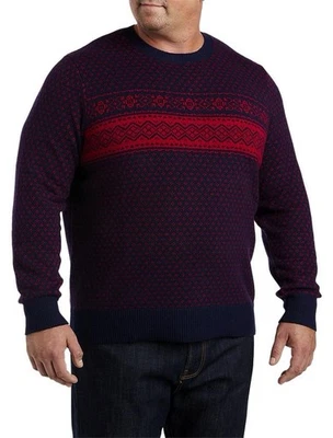 Suéter Pullover Brooks Brothers 3XLT Fair Isle Lana Borgoña y Azul Marino Foto 1 de 4
