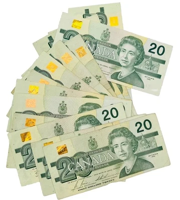 Lote de 14 billetes de 20 dólares canadienses 1991 Foto 1 de 2
