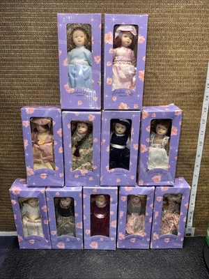 Muñeca de porcelana vintage colección 5" conjunto de 11 chicas tradicionales de campo Foto 1 de 4