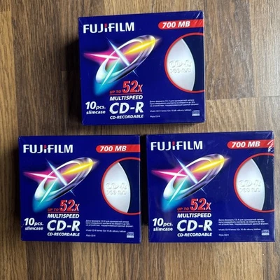 Fuji film CD-R 700MB 52x Multispeed Slimcase 700MB Sealed 10 Pack X 3 30 Discs - Image 1 of 4