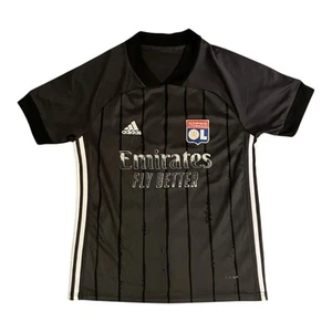 Olympique Lyon Trikot ca. L Fußball Herren Adidas Schwarz Weiß Gestreift - Picture 1 of 6